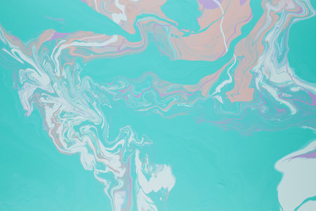 Abstract hand painted fluid art texture. Green, pink and white color creative background for your...