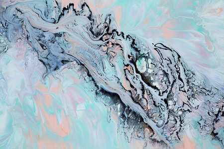 Abstract hand painted fluid art texture. Green, pink, and black color creative background for your...