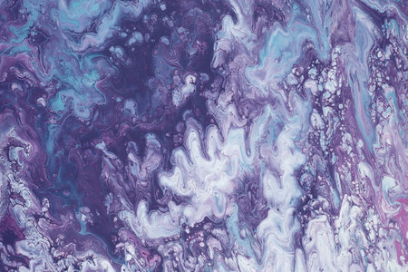 Abstract painting in fluid art technique. White, pink and violet color creative background for your...