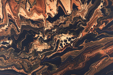 Abstract painting in fluid art technique. Orange and black color creative background for your design