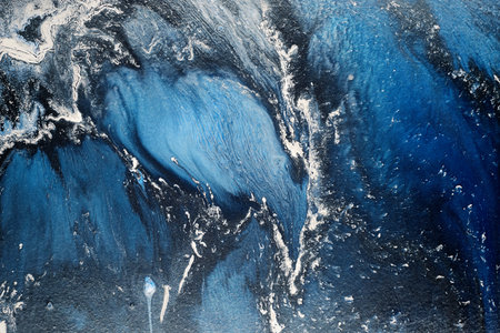 Black, blue and white colors abstract hand painted fluid art texture. Creative background for your...