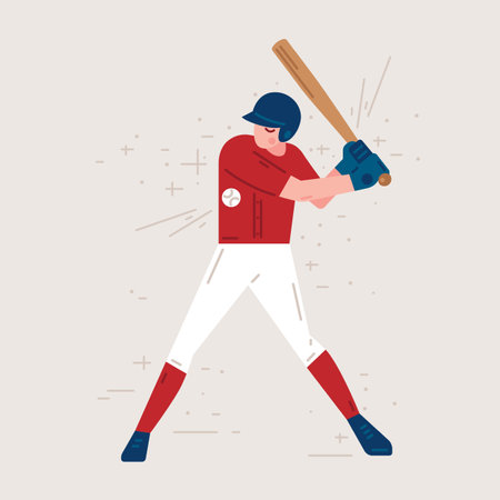 illustration of a baseball player with bat. Color cartoon flat graphic style for your design