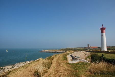 aix island in france and napoleon lighthouseの写真素材
