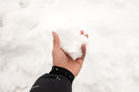 Holding snow ballの写真素材