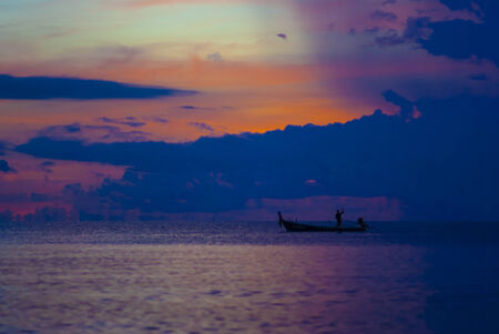 Fisherman in seaの写真素材