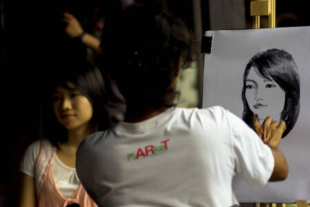 Artistic paint real portrait womanのeditorial素材