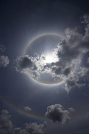 two sun halo on the skyの写真素材
