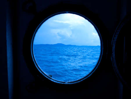 When looking through the sphere of sea ferryの写真素材