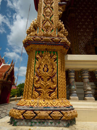 Pillars of the temple with a beautiful artistic design の写真素材