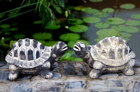 Turtle sculpture from clayの写真素材