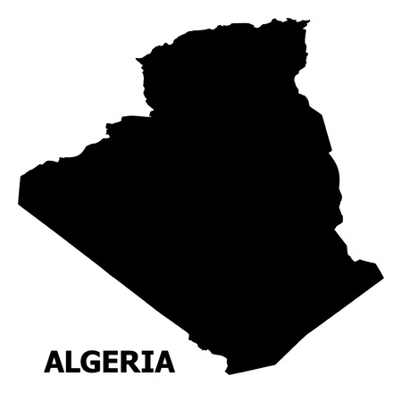 Vector Map of Algeria with caption. Map of Algeria is isolated on a white background. Simple flat geographic map.のイラスト素材