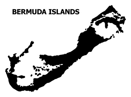 Vector Map of Bermuda Islands with name. Map of Bermuda Islands is isolated on a white background. Simple flat geographic map.