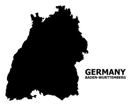 Vector Map of Baden-Wurttemberg State with caption. Map of Baden-Wurttemberg State is isolated on a white background. Simple flat geographic map.のイラスト素材