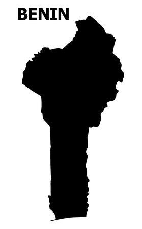 Vector Map of Benin with caption. Map of Benin is isolated on a white background. Simple flat geographic map.のイラスト素材