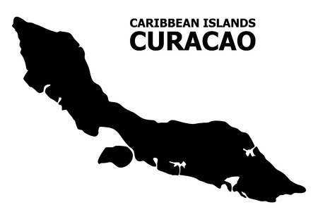 Vector Map of Curacao Island with name. Map of Curacao Island is isolated on a white background. Simple flat geographic map.のイラスト素材