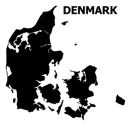 Vector Map of Denmark with title. Map of Denmark is isolated on a white background. Simple flat geographic map.のイラスト素材