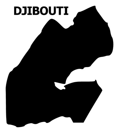 Vector Map of Djibouti with caption. Map of Djibouti is isolated on a white background. Simple flat geographic map.のイラスト素材