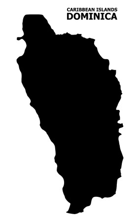 Vector Map of Dominica Island with title. Map of Dominica Island is isolated on a white background. Simple flat geographic map.のイラスト素材