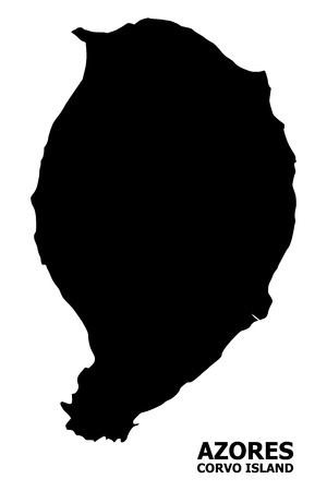 Vector Map of Corvo Island with name. Map of Corvo Island is isolated on a white background. Simple flat geographic map.のイラスト素材