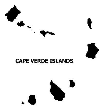 Vector Map of Cape Verde Islands with caption. Map of Cape Verde Islands is isolated on a white background. Simple flat geographic map.のイラスト素材