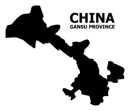 Vector Map of Gansu Province with name. Map of Gansu Province is isolated on a white background. Simple flat geographic map.のイラスト素材