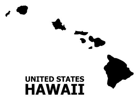 Vector Map of Hawaii State with title. Map of Hawaii State is isolated on a white background. Simple flat geographic map.のイラスト素材