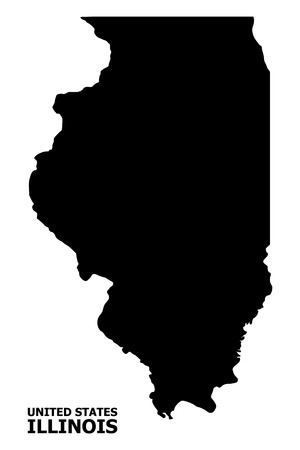 Vector Map of Illinois State with caption. Map of Illinois State is isolated on a white background. Simple flat geographic map.のイラスト素材