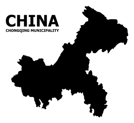 Vector Map of Chongqing Municipality with caption. Map of Chongqing Municipality is isolated on a white background. Simple flat geographic map.のイラスト素材
