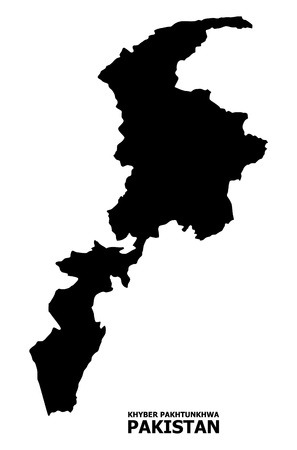 Vector Map of Khyber Pakhtunkhwa Province with caption. Map of Khyber Pakhtunkhwa Province is isolated on a white background. Simple flat geographic map.のイラスト素材