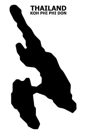 Vector Map of Koh Phi Don with title. Map of Koh Phi Don is isolated on a white background. Simple flat geographic map.のイラスト素材