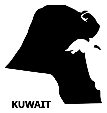 Vector Map of Kuwait with name. Map of Kuwait is isolated on a white background. Simple flat geographic map.のイラスト素材