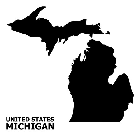 Vector Map of Michigan State with name. Map of Michigan State is isolated on a white background. Simple flat geographic map.のイラスト素材