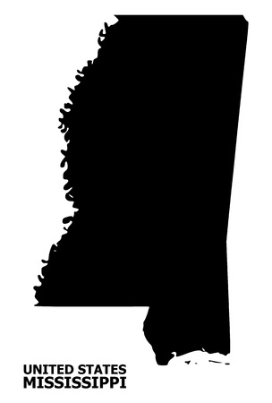 Vector Map of Mississippi State with title. Map of Mississippi State is isolated on a white background. Simple flat geographic map.のイラスト素材