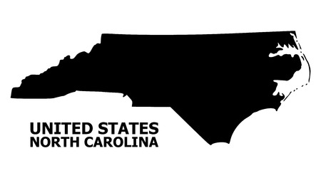 Vector Map of North Carolina State with title. Map of North Carolina State is isolated on a white background. Simple flat geographic map.のイラスト素材