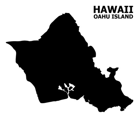 Vector Map of Oahu Island with title. Map of Oahu Island is isolated on a white background. Simple flat geographic map.のイラスト素材