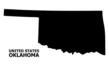 Vector Map of Oklahoma State with name. Map of Oklahoma State is isolated on a white background. Simple flat geographic map.のイラスト素材