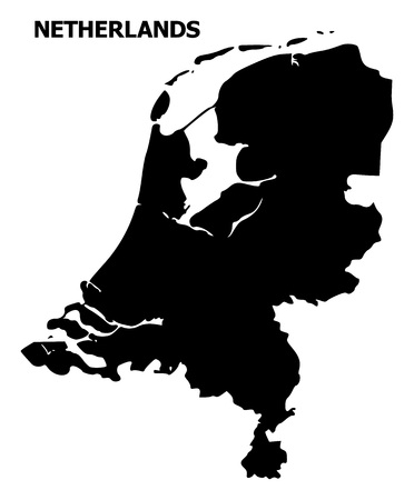 Vector Map of Netherlands with title. Map of Netherlands is isolated on a white background. Simple flat geographic map.のイラスト素材