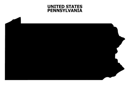 Vector Map of Pennsylvania State with caption. Map of Pennsylvania State is isolated on a white background. Simple flat geographic map.のイラスト素材
