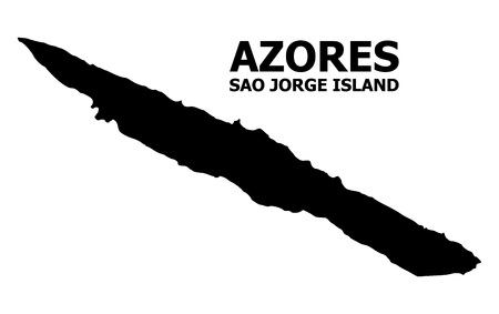 Vector Map of Sao Jorge Island with title. Map of Sao Jorge Island is isolated on a white background. Simple flat geographic map.のイラスト素材