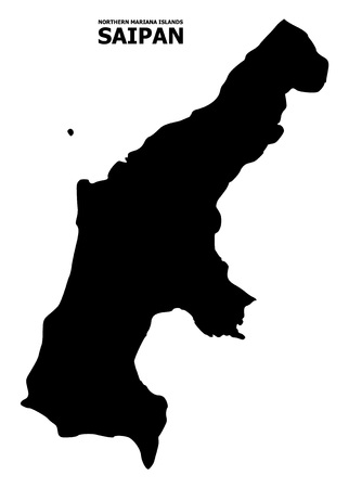 Vector Map of Saipan Island with caption. Map of Saipan Island is isolated on a white background. Simple flat geographic map.のイラスト素材