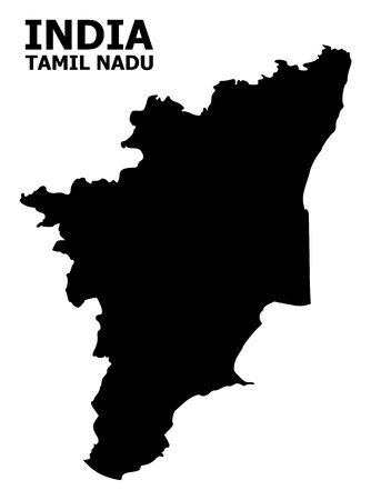 Vector Map of Tamil Nadu State with name. Map of Tamil Nadu State is isolated on a white background. Simple flat geographic map.のイラスト素材