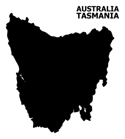 Vector Map of Tasmania Island with title. Map of Tasmania Island is isolated on a white background. Simple flat geographic map.のイラスト素材
