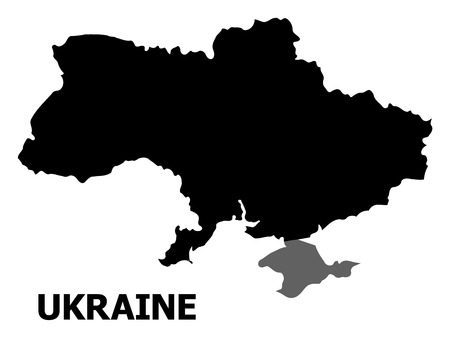 Vector Map of Ukraine with title. Map of Ukraine is isolated on a white background. Simple flat geographic map.のイラスト素材