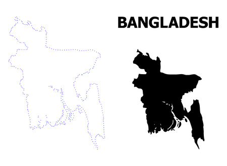 Vector contour Map of Bangladesh with name. Map of Bangladesh is isolated on a white background. Simple flat dotted geographic map template.のイラスト素材