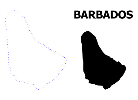 Vector contour Map of Barbados with caption. Map of Barbados is isolated on a white background. Simple flat dotted geographic map template.のイラスト素材