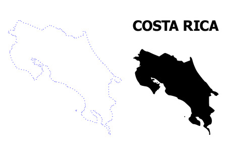 Vector contour Map of Costa Rica with title. Map of Costa Rica is isolated on a white background. Simple flat dotted geographic map template.のイラスト素材