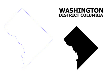 Vector contour Map of District Columbia with name. Map of District Columbia is isolated on a white background. Simple flat dotted geographic map template.のイラスト素材