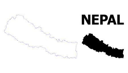 Vector contour Map of Nepal with name. Map of Nepal is isolated on a