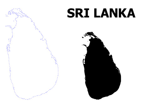 Vector contour Map of Sri Lanka with name. Map of Sri Lanka is isolated on a white background. Simple flat dotted geographic map template.のイラスト素材