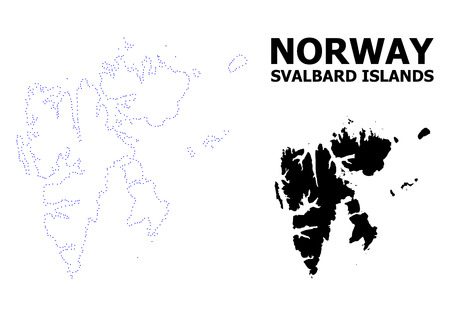 Vector contour Map of Svalbard Islands with name. Map of Svalbard Islands is isolated on a white background. Simple flat dotted geographic map template.のイラスト素材
